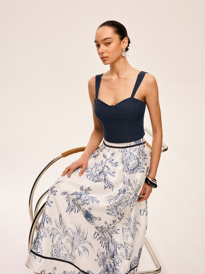 Kleid und Rock aus Baumwolle & Leinen mit Blumenmuster