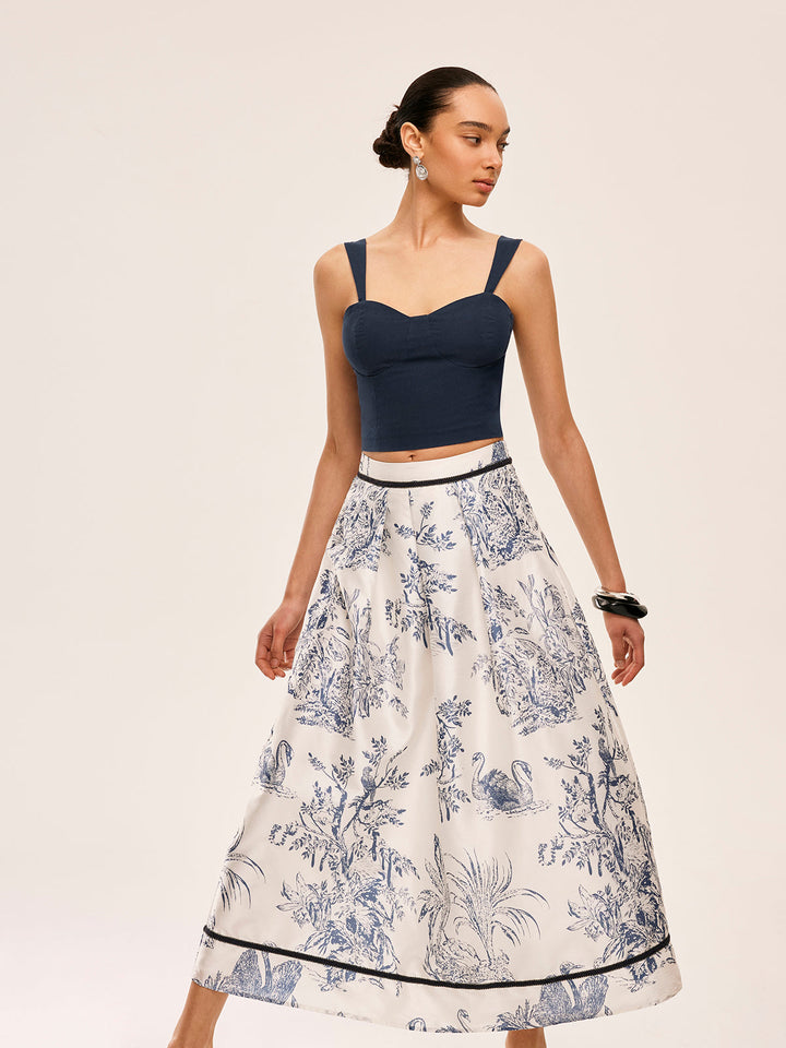 Kleid und Rock aus Baumwolle & Leinen mit Blumenmuster