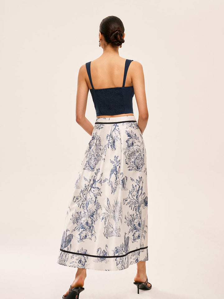 Kleid und Rock aus Baumwolle & Leinen mit Blumenmuster
