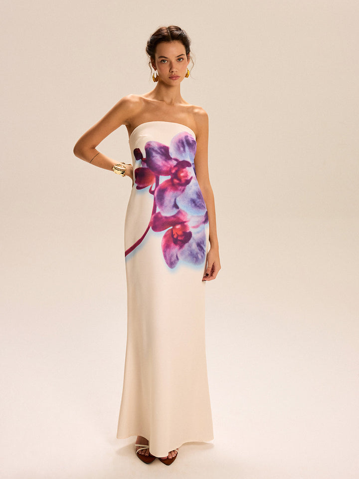 Ärmelloses Blumenprint Maxikleid