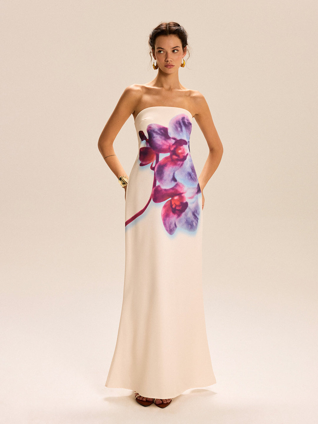 Ärmelloses Blumenprint Maxikleid