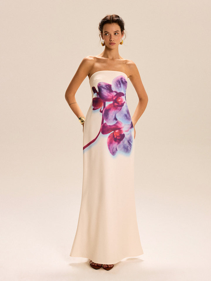 Ärmelloses Blumenprint Maxikleid