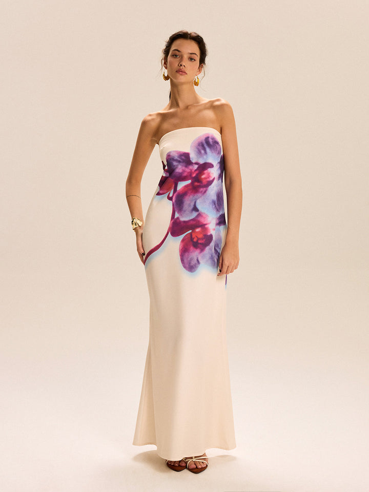 Ärmelloses Blumenprint Maxikleid