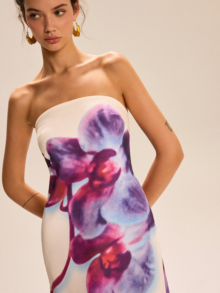 Ärmelloses Blumenprint Maxikleid