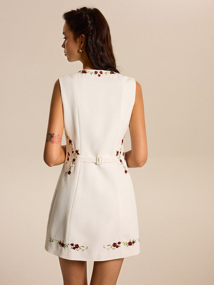 Besticktes Blumenkleid Mini