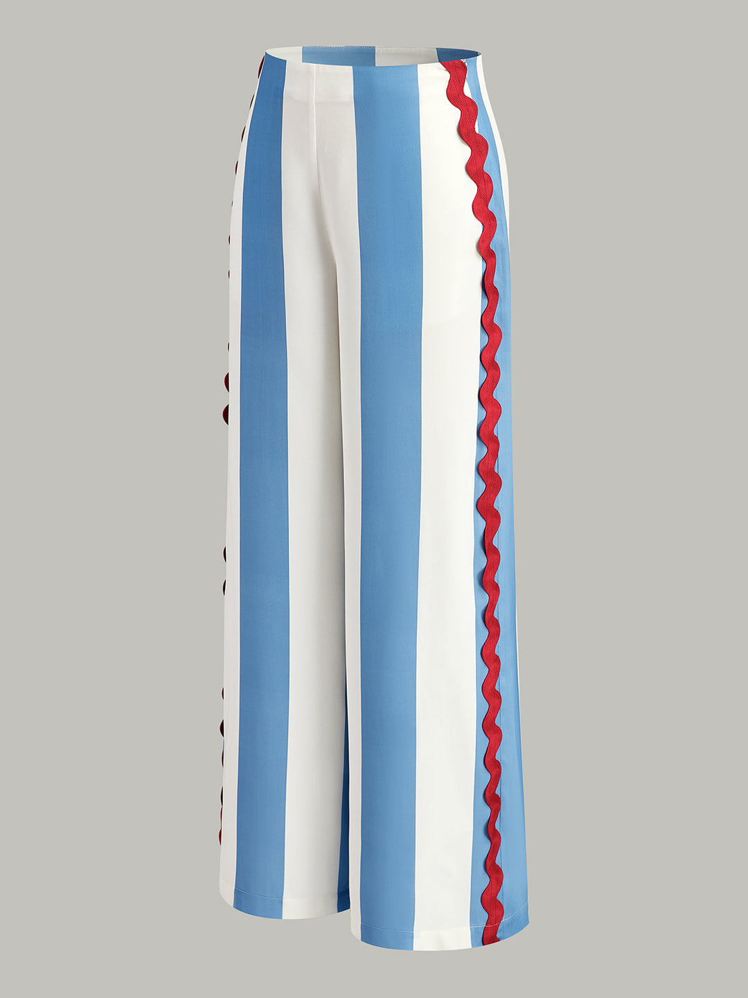 Gestreifte Hose mit Rüschenbesatz und Taschen