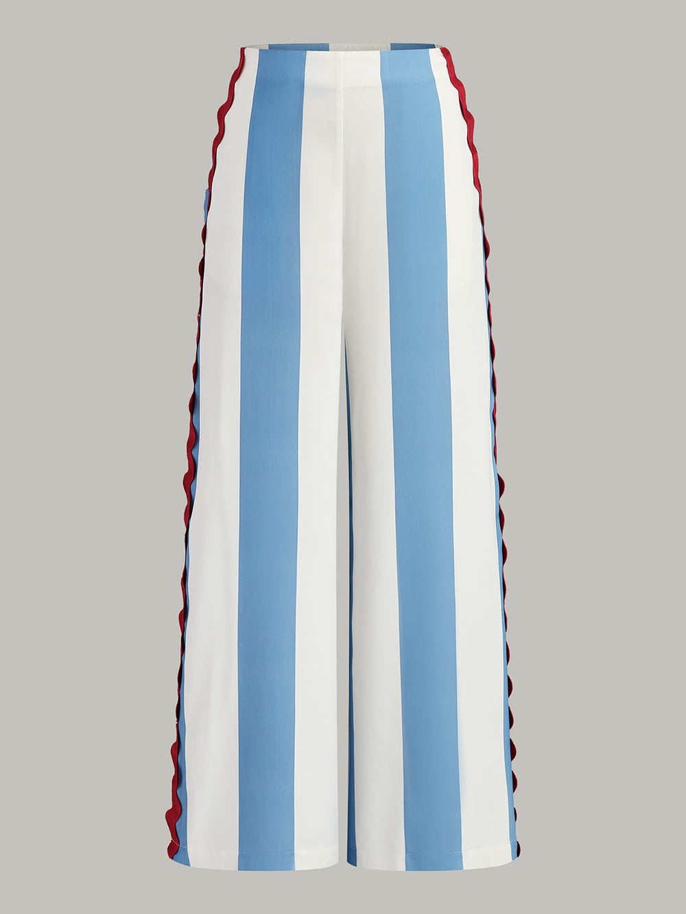 Gestreifte Hose mit Rüschenbesatz und Taschen