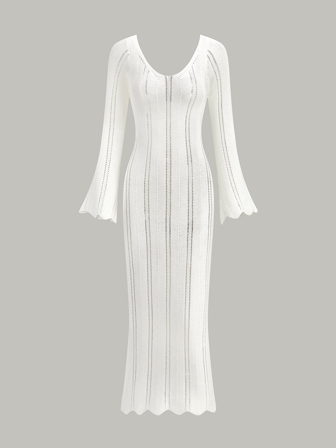 Hollow Rüschen Slim Maxikleid Pullover