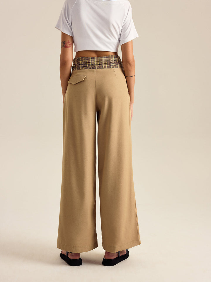Pocket Gingham Hose mit weitem Bein