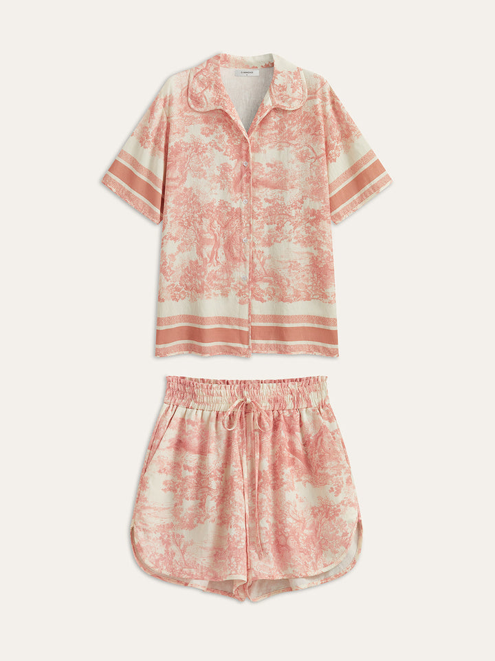 Bedruckte Shorts mit Kontrastbesatz Sets
