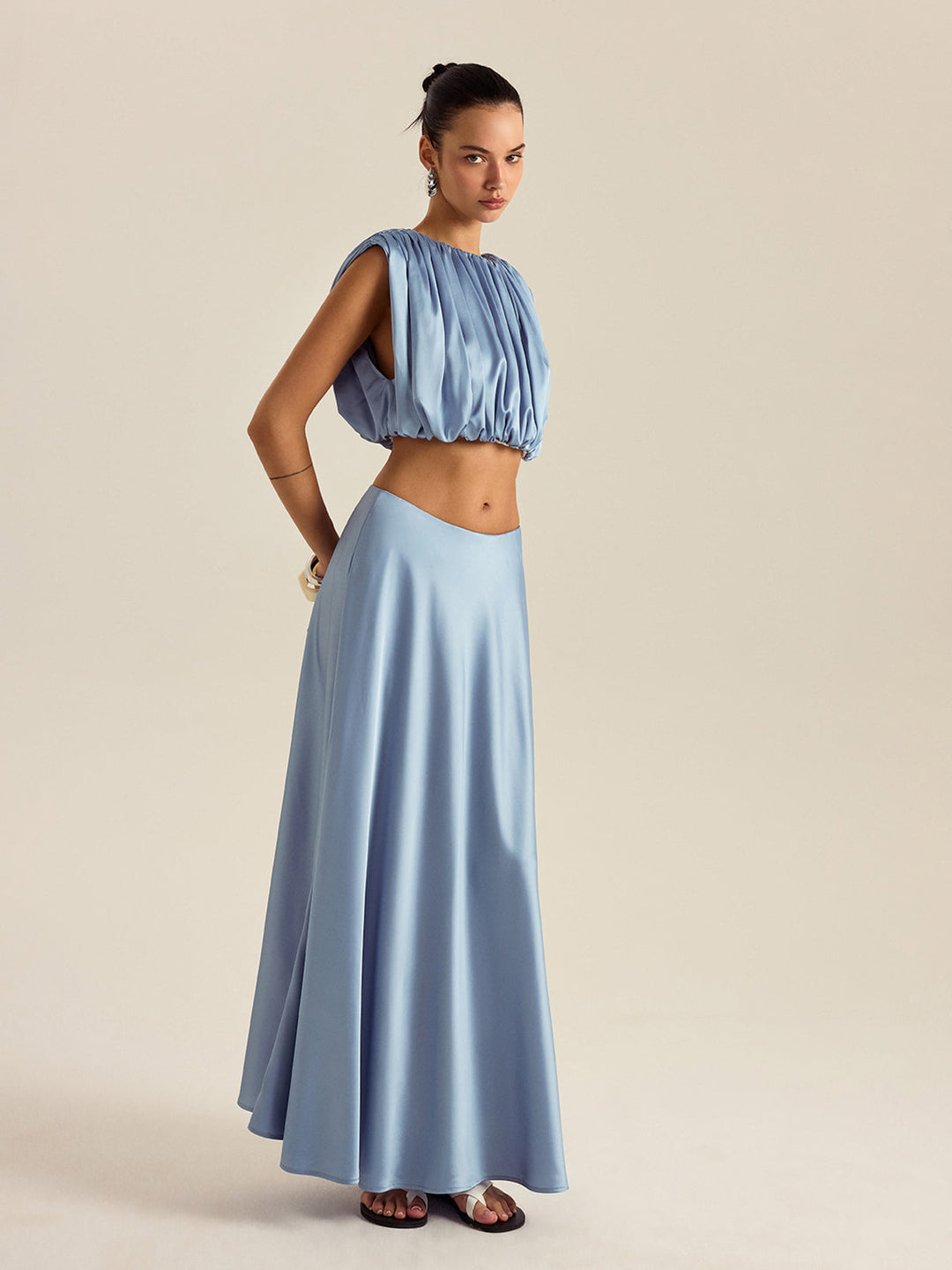 Gerüschtes Crop-Top-Rock-Set