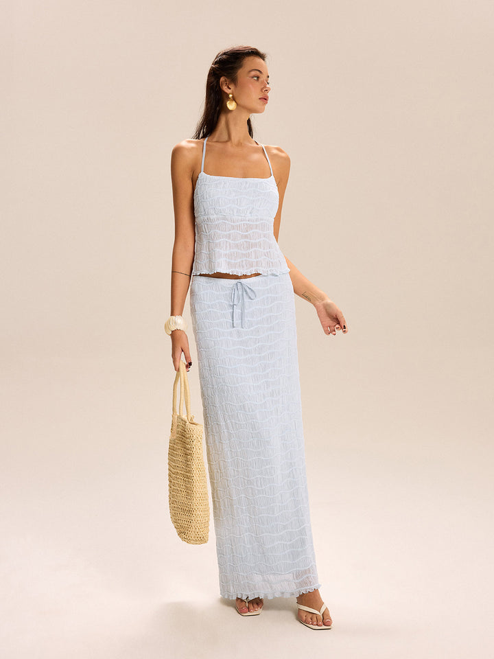 Sheer Smocked Skirt Set