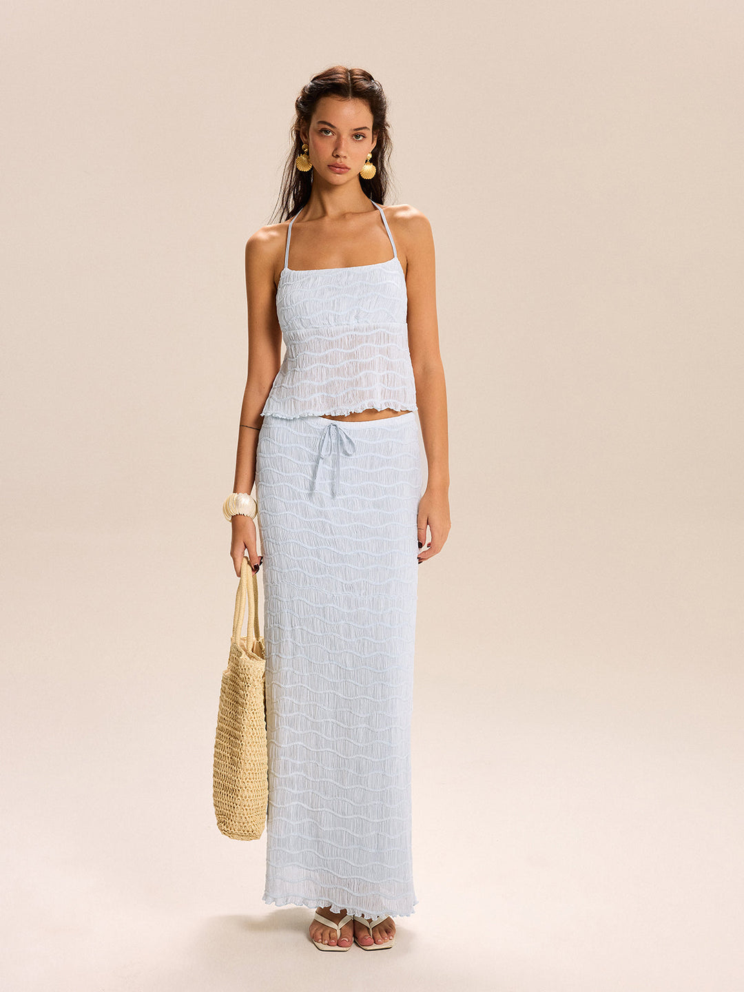 Sheer Smocked Skirt Set