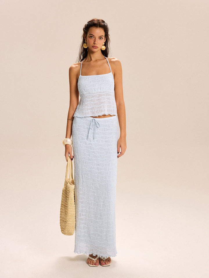 Sheer Smocked Skirt Set