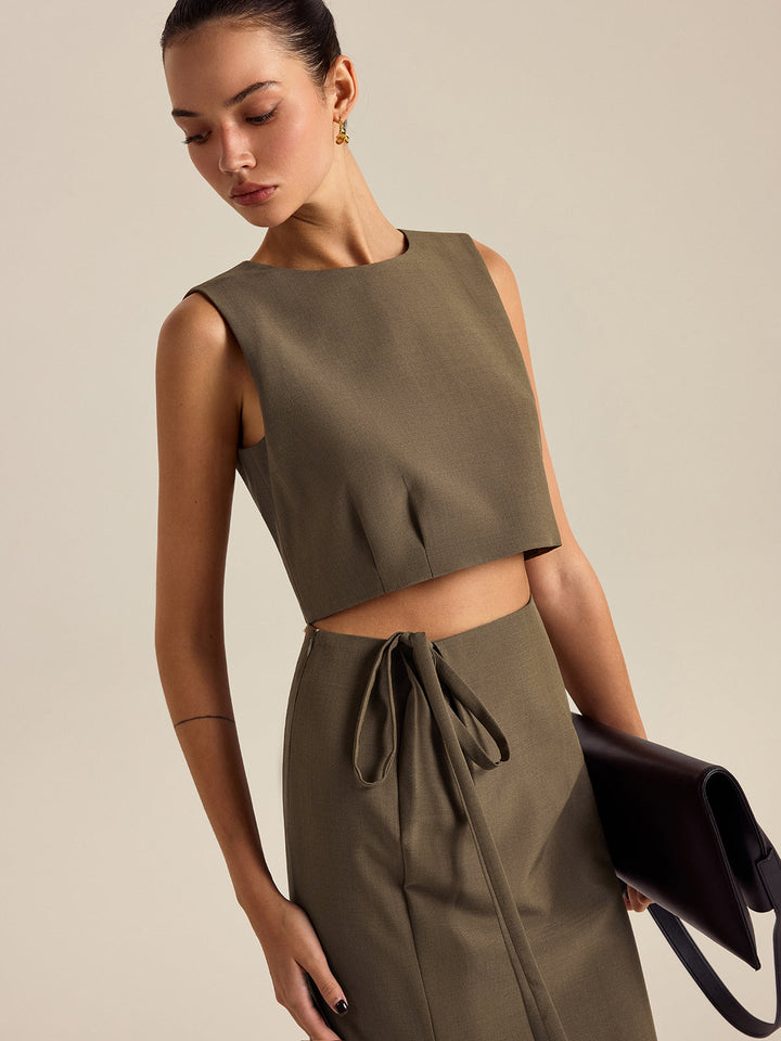 Ärmelloses Rundhals-Crop-Top