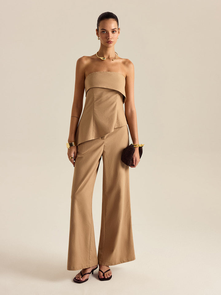 Asymmetrisches trägerloses Hosen-Set