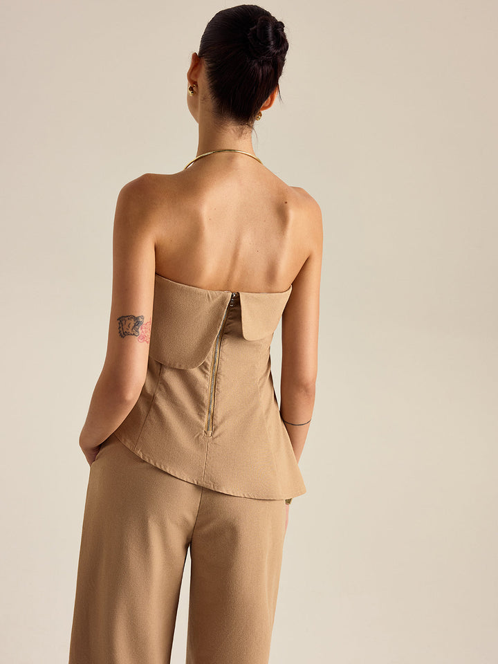 Asymmetrisches trägerloses Hosen-Set