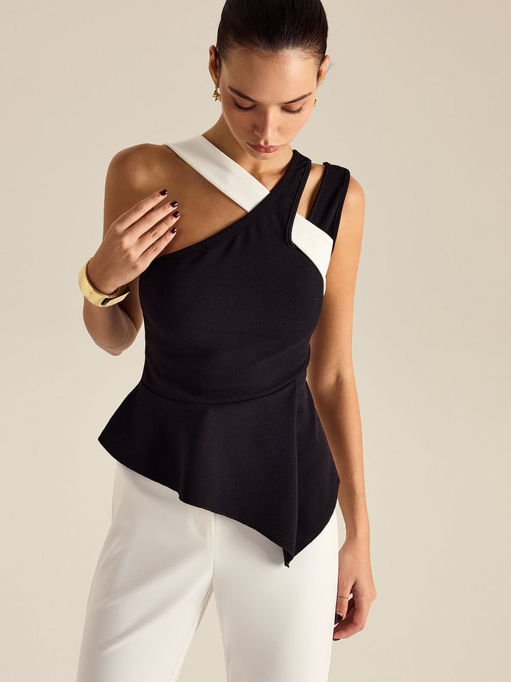Asymmetrisches Peplum-Oberteil