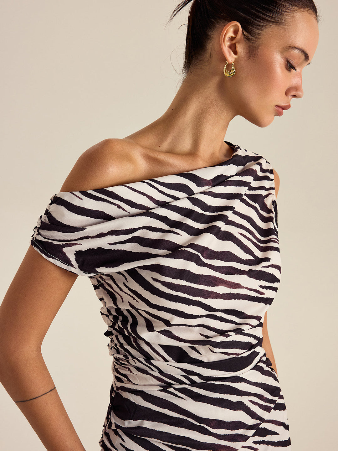 Zebra Print Off-Shoulder Top
