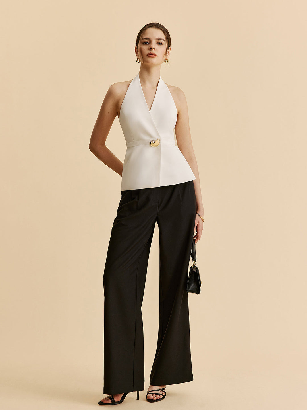 Halter Wrap Blazer Top mit Taschen