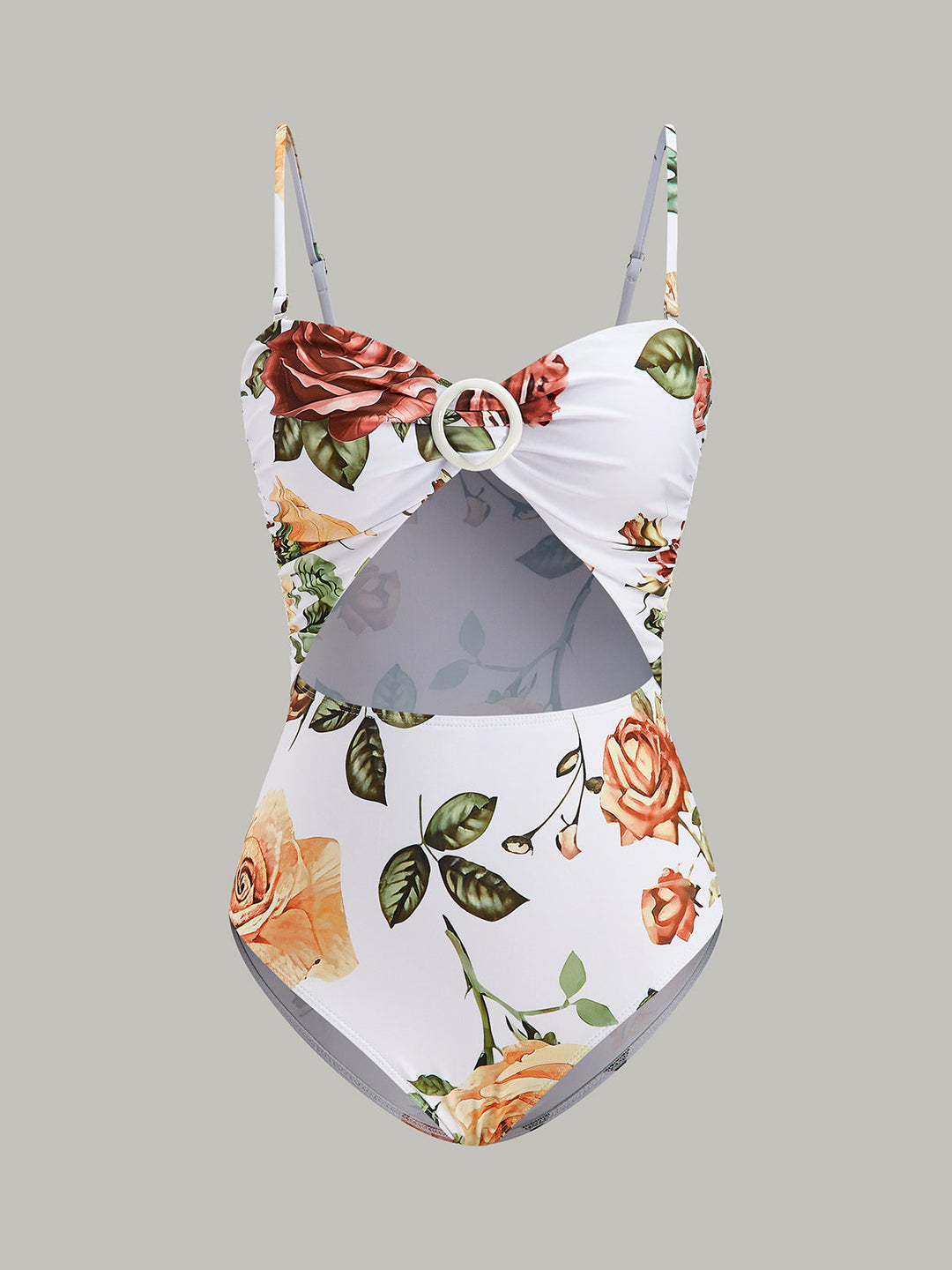 Floral Ring Cut-Out One-Piece Badeanzug