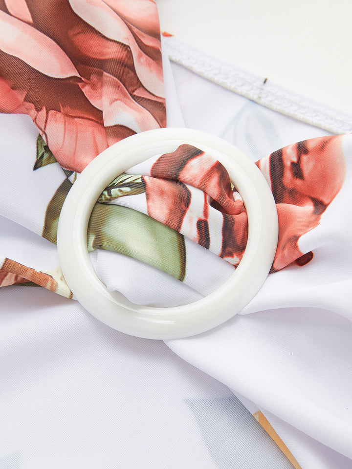 Floral Ring Cut-Out One-Piece Badeanzug