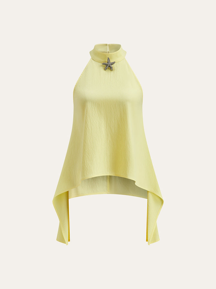 Halter Neck Asymmetrischer Saum Shorts Set