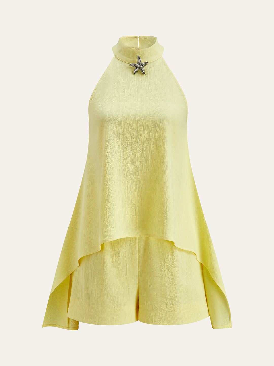 Halter Neck Asymmetrischer Saum Shorts Set