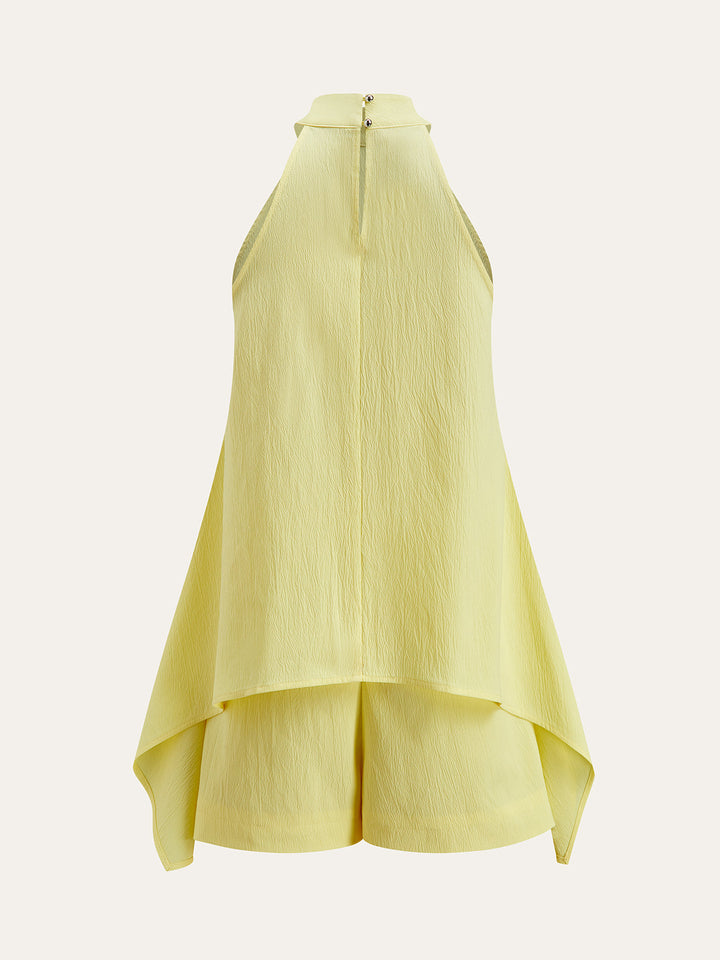 Halter Neck Asymmetrischer Saum Shorts Set
