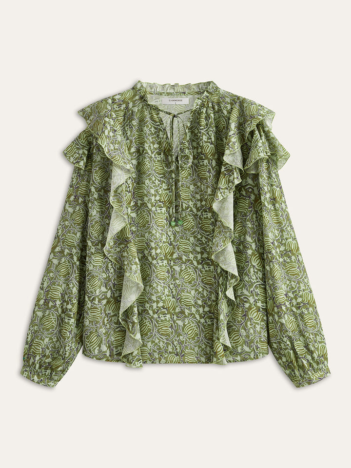 Bluse mit Rüschen und Blumenmuster