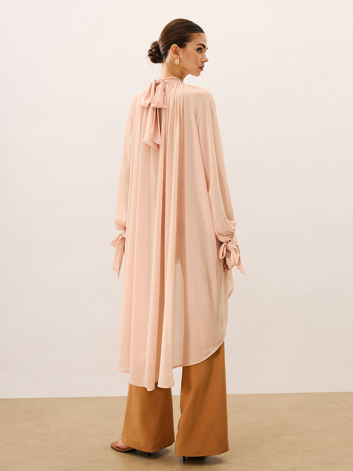 Raffinierte übergroße halbtransparente Chiffonbluse
