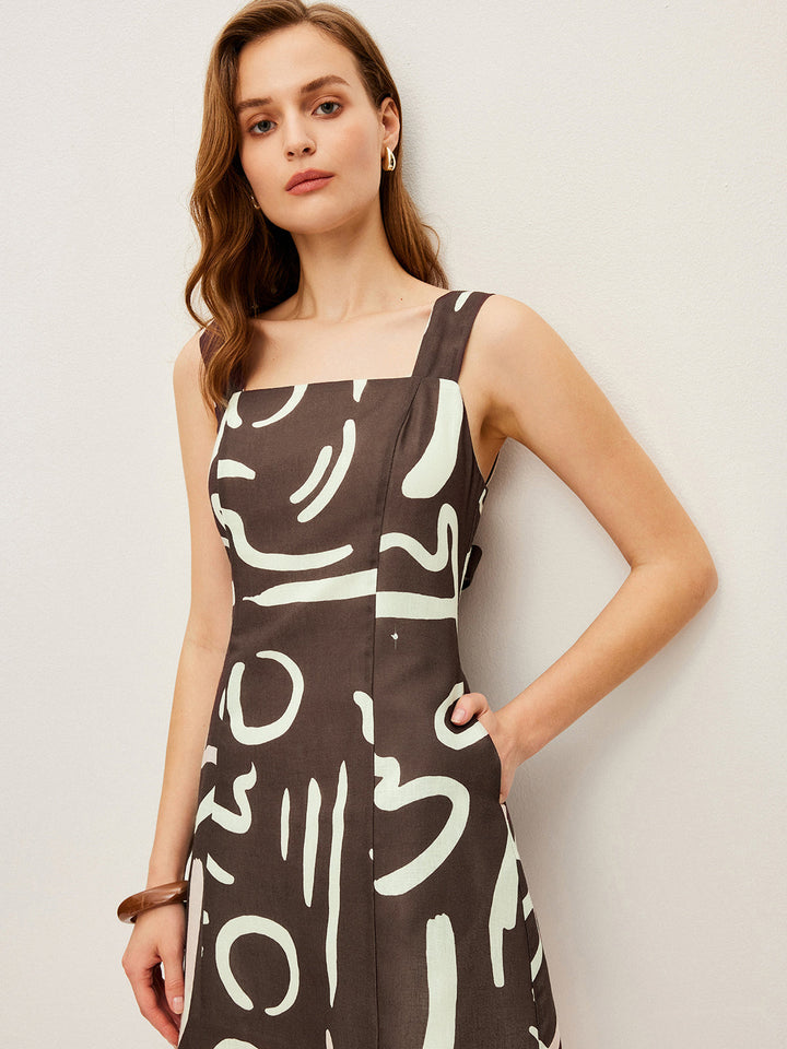 Abstraktes Kleid mit Rückbinde