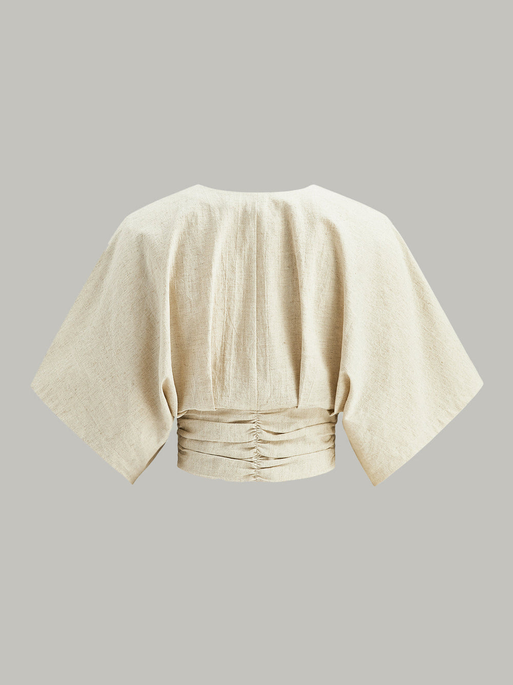 Baumwoll- und Leinen-Kimono-Ärmel-Knopf-Oberteil