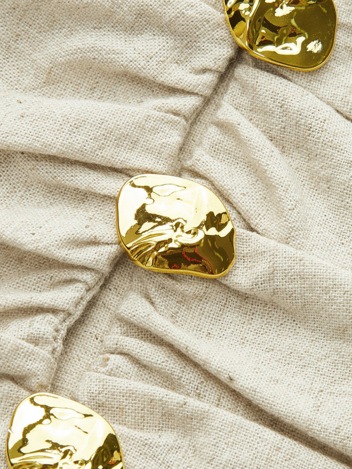 Baumwoll- und Leinen-Kimono-Ärmel-Knopf-Oberteil