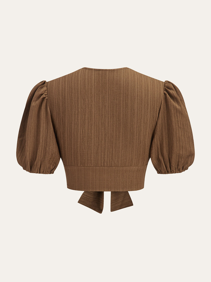 Puffärmel-Crop-Top und Midi-Rock mit gerüschter Taille