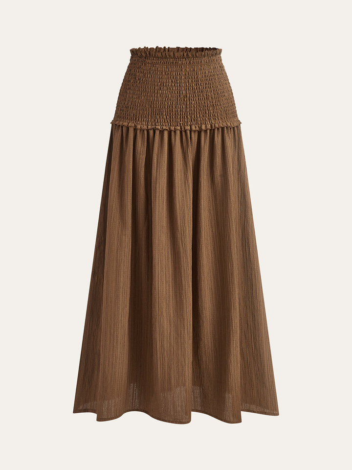 Puffärmel-Crop-Top und Midi-Rock mit gerüschter Taille