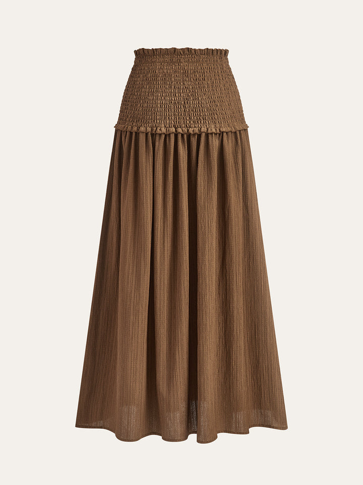 Puffärmel-Crop-Top und Midi-Rock mit gerüschter Taille
