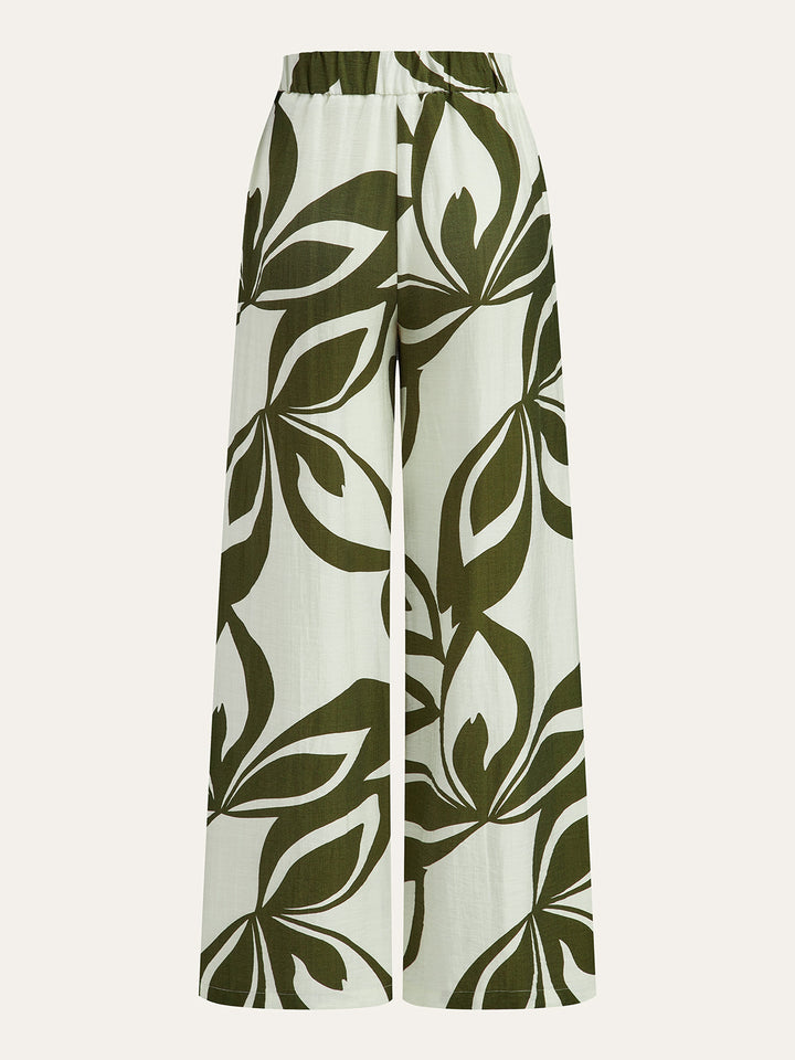 Florale Hose mit weitem Bein