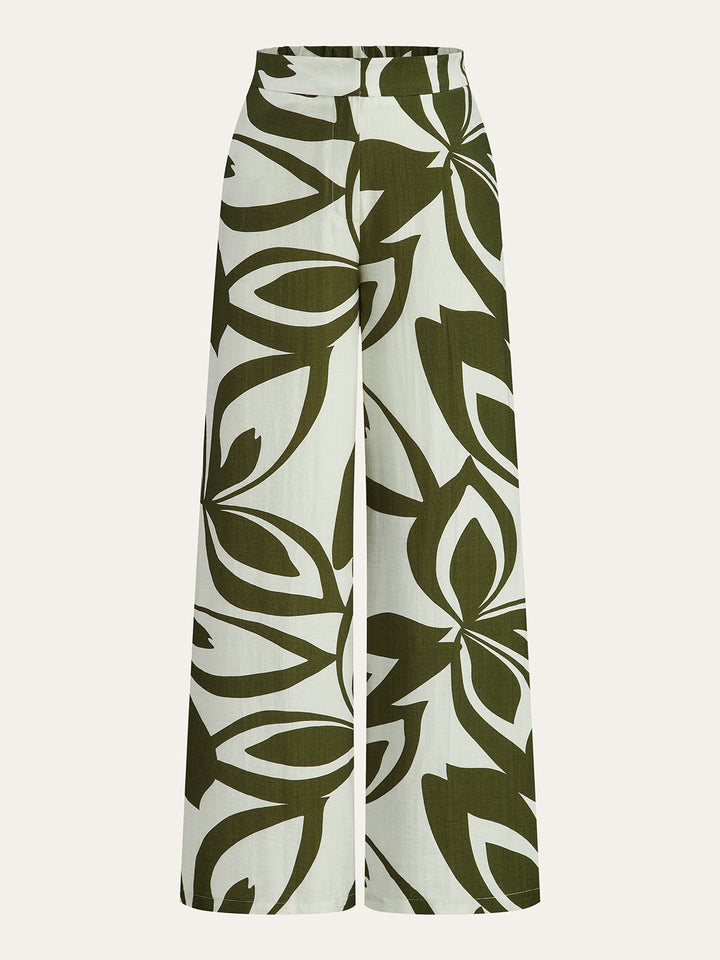 Florale Hose mit weitem Bein
