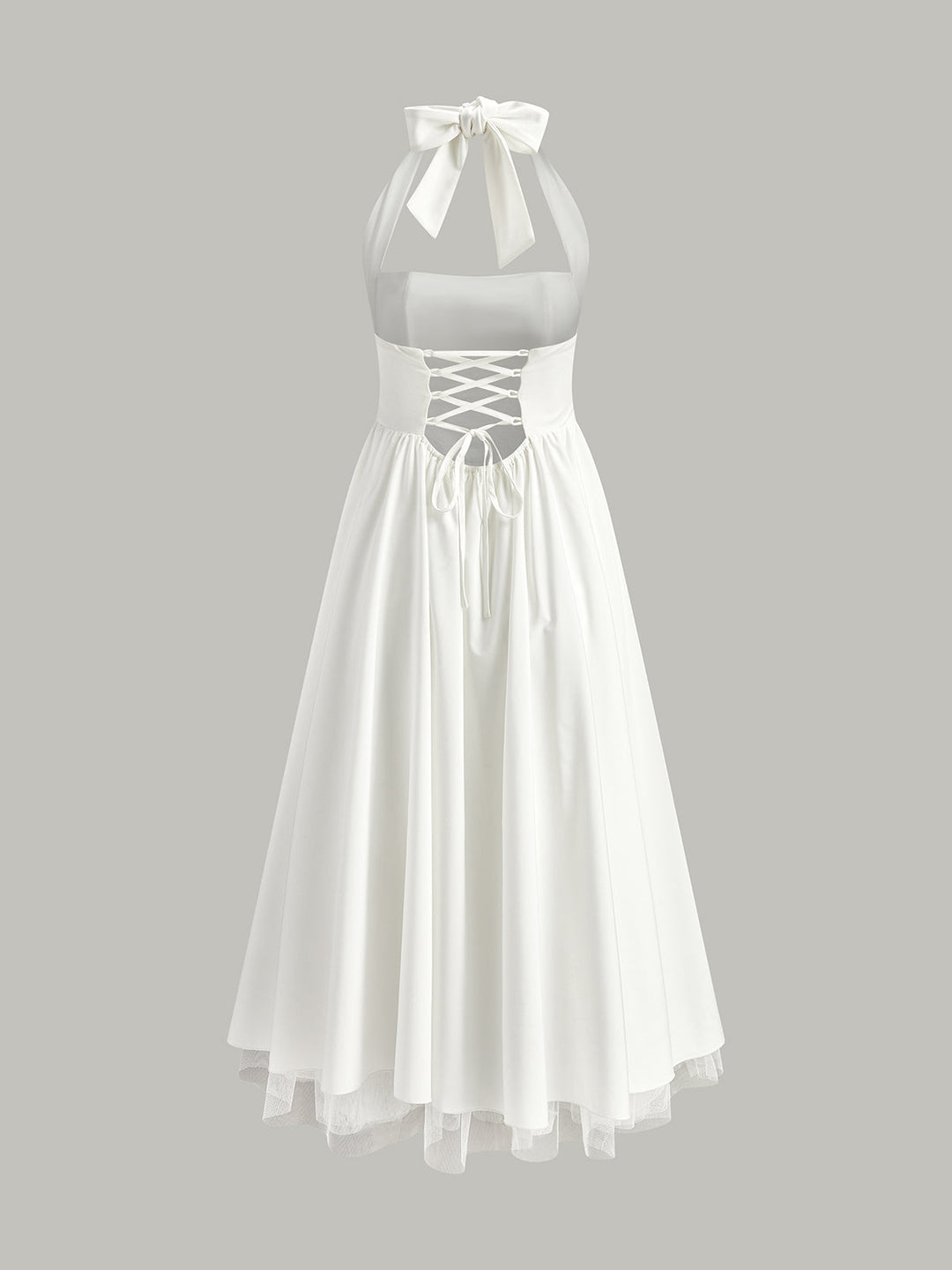 Halter-Kleid ohne Rücken mit Reißverschluss und ärmellosem Design