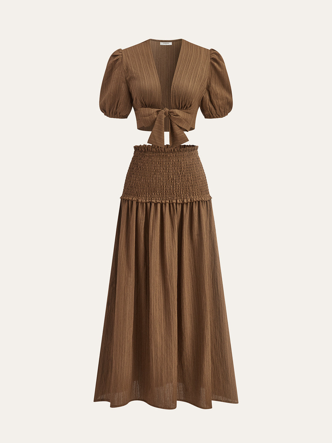 Puffärmel-Crop-Top und Midi-Rock mit gerüschter Taille