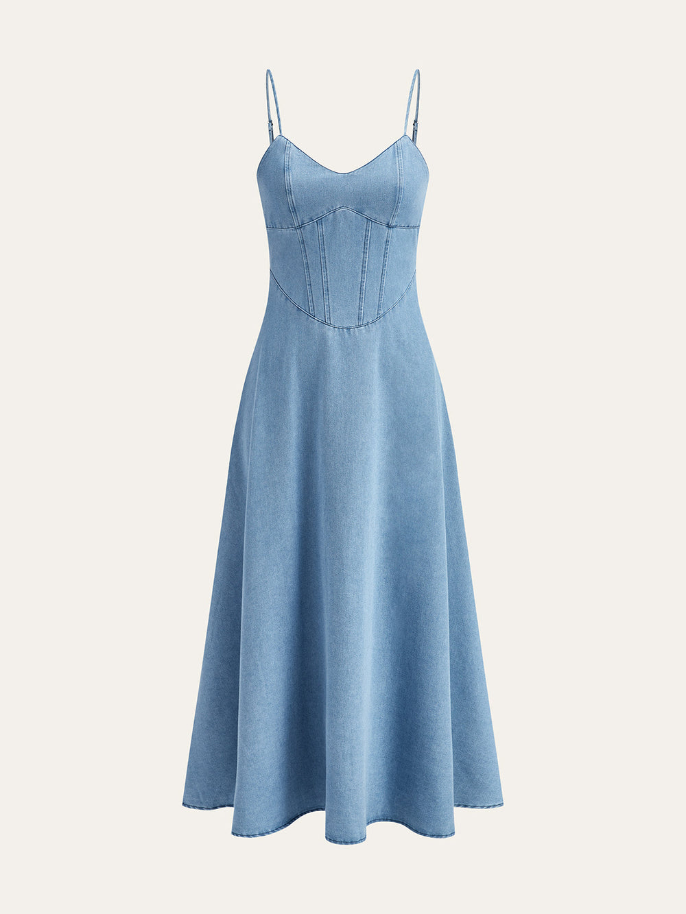 Denim Spaghettiträger Midikleid