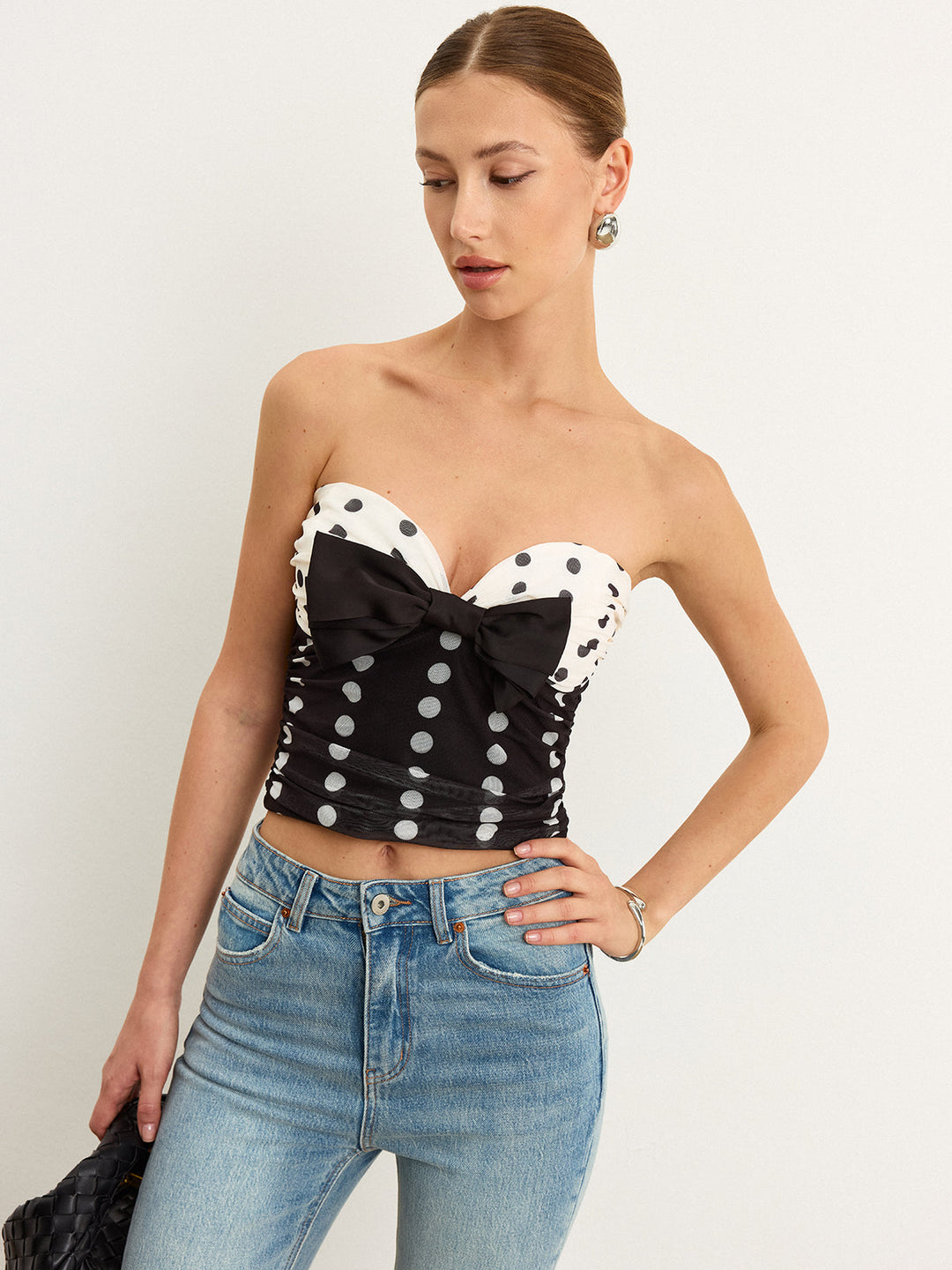 Polka Dot Schleifen-Trägertop