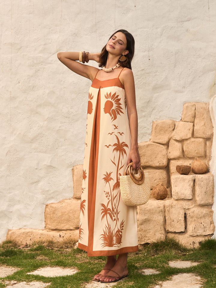 Kontrastfarbenes Boho-Print-Cami-Kleid