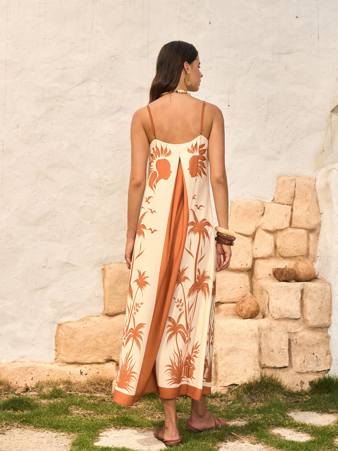 Kontrastfarbenes Boho-Print-Cami-Kleid