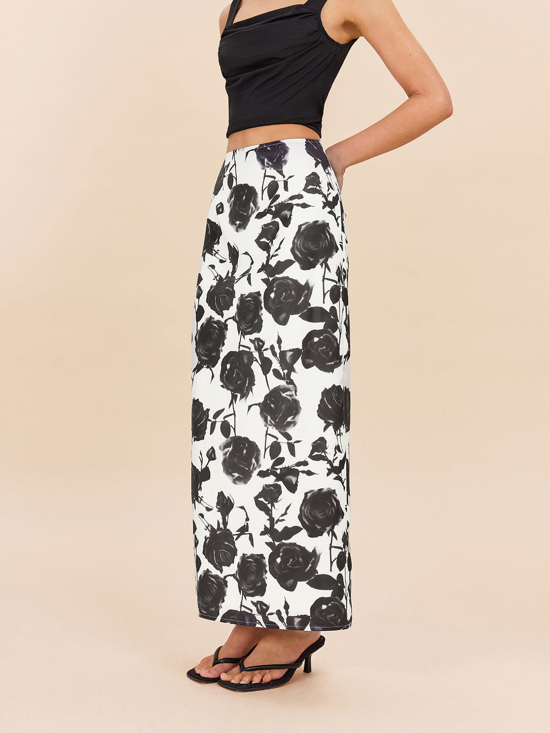 Maxi-Rock mit floralem Print und Schlitz hinten