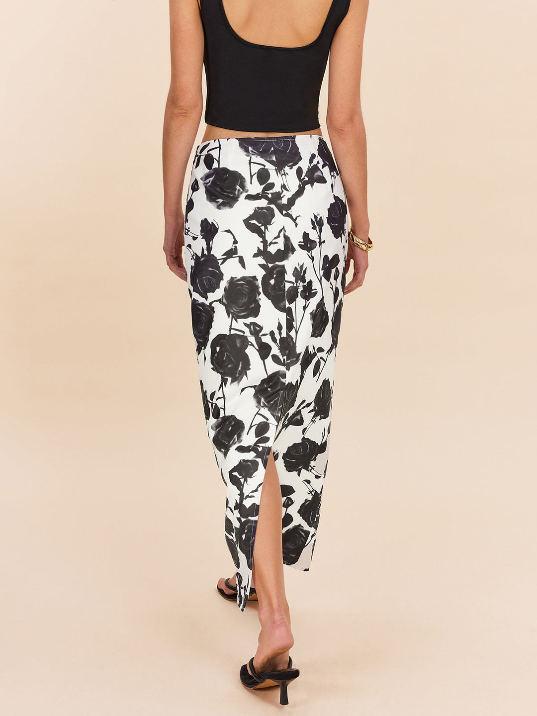 Maxi-Rock mit floralem Print und Schlitz hinten