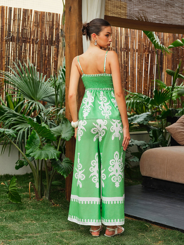 Blumenmuster Cami-Oberteil mit Palazzo-Hosen-Set