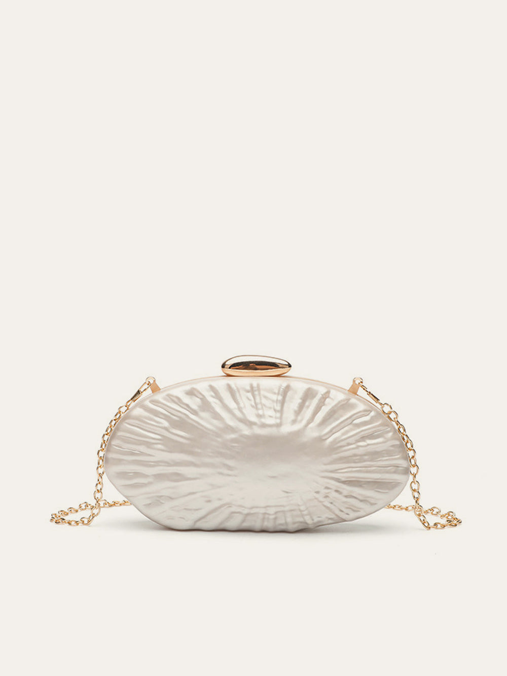 Perlmutt-Struktur-Clutch mit goldener Kette