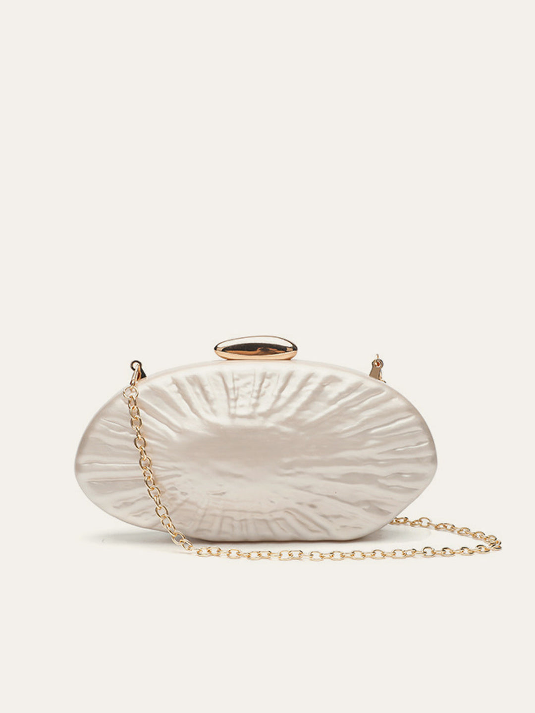 Perlmutt-Struktur-Clutch mit goldener Kette